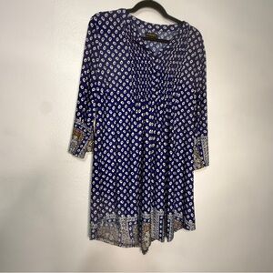 Reborn Navy and White Patterned Boho Dress. Sz XL.